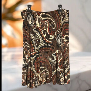 Claudia Richards Y2K Multicolor Paisley Stretch Knee-Length Skirt Women Size XL